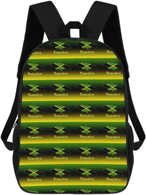 Cascade of Jamaica Flags Durable Adjustable Backpack Casual Travel Hiking Laptop Bag Gift for Men & Women, 17inch