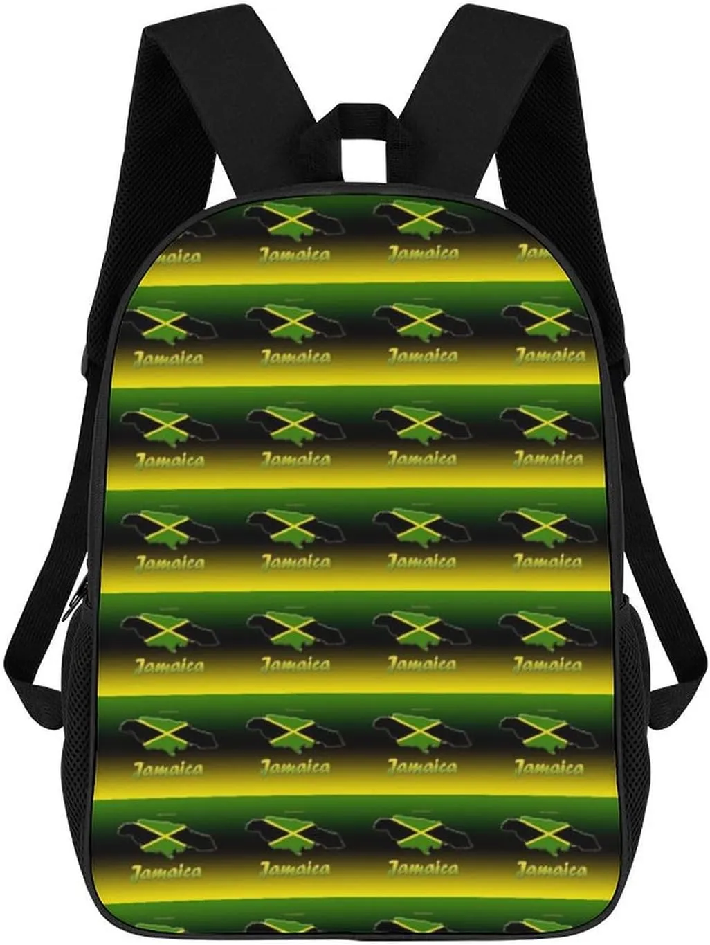 Cascade of Jamaica Flags Durable Adjustable Backpack Casual Travel Hiking Laptop Bag Gift for Men & Women, 17inch