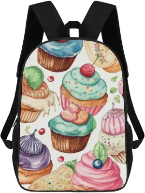 Casual Backpack for Men Women Waterproof Lightweight Daypack Travel Laptop Bag Cupcakes Donuts Muffins Sugar
