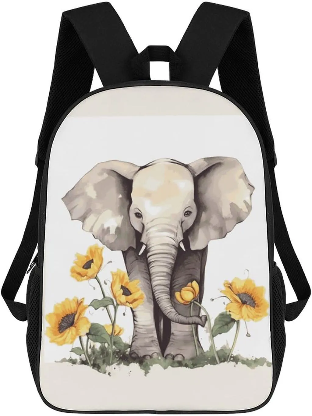 Casual Backpack for Men Women Waterproof Lightweight Daypack Travel Laptop Bag Elephant And Sunflower