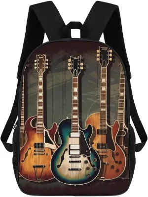 Casual Backpack for Men Women Waterproof Lightweight Daypack Travel Laptop Bag Guitars Art