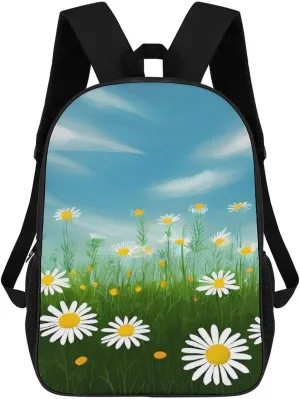 Casual Backpack for Men Women Waterproof Lightweight Daypack Travel Laptop Bag Spring Daisy Flowers