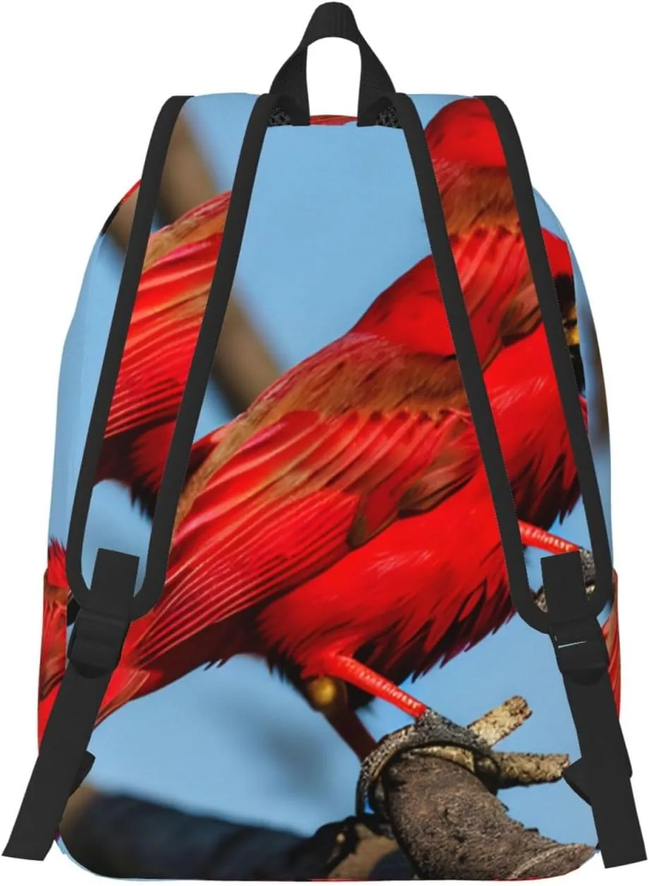 Casual Canvas Backpack, Laptop Rucksack,Shoulder Travel Camping Hiking Backpacks for Men Women-beautiful red Bird