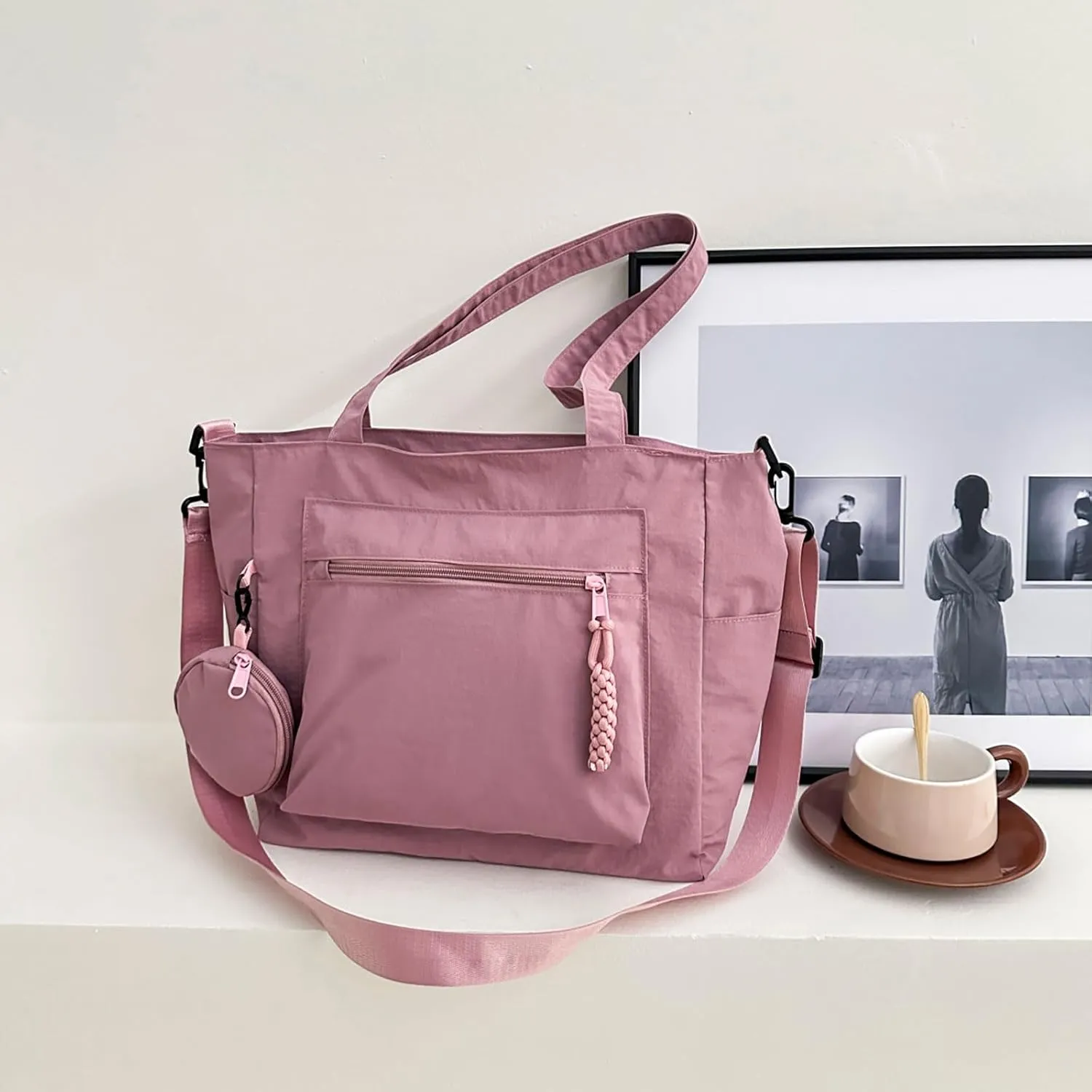 Casual Crossbody Bag Nylon Plain Messenger Bag Hobo Shoulder Bag Travel Daypacks