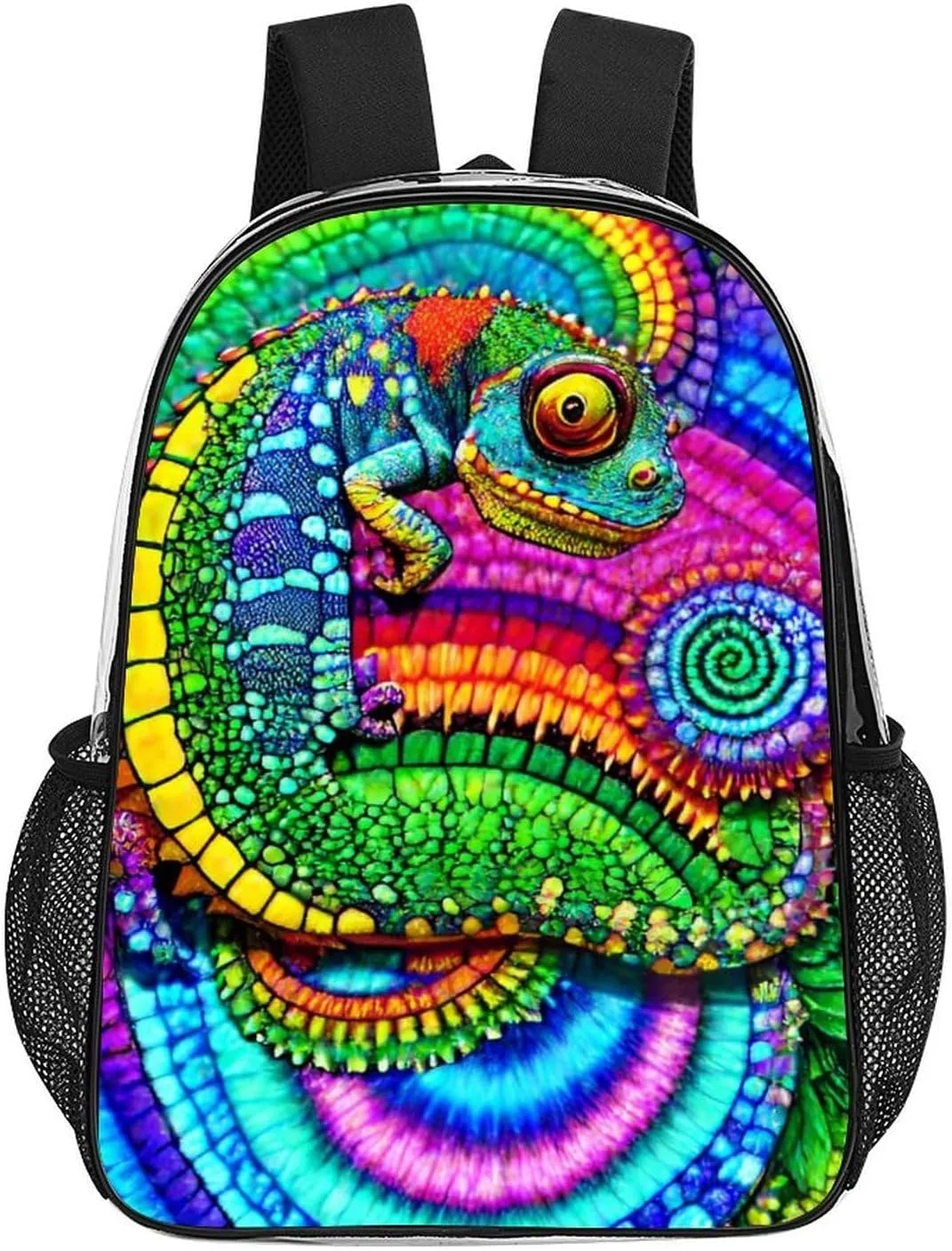 Casual Daypack Multipurpose Anti-Theft Large Capacity Carry On Bag - Psychedelic Rainbow Chameleon Art Casual Daypack Climbing Shoulder Transparent Bag