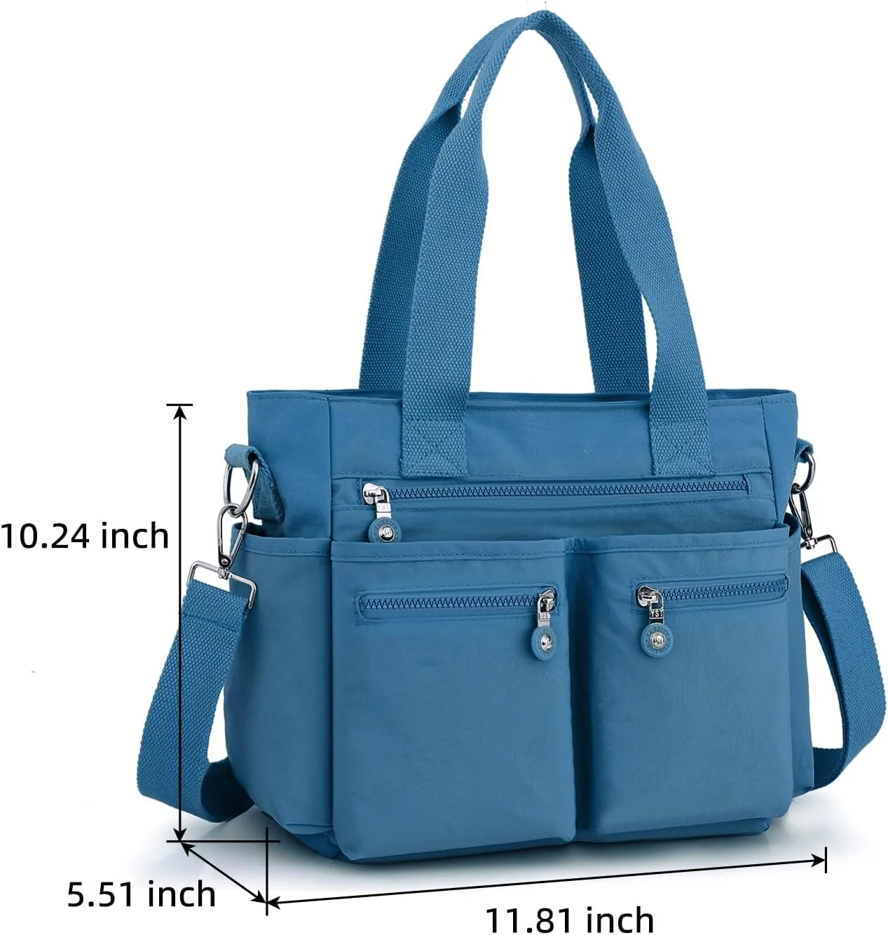Casual Tote Bag for Women with Multiple Pockets Nylon Crossbody Shoulder Bag Everything Bag Handbag for Work Travel Out