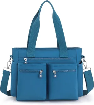 Casual Tote Bag for Women with Multiple Pockets Nylon Crossbody Shoulder Bag Everything Bag Handbag for Work Travel Out