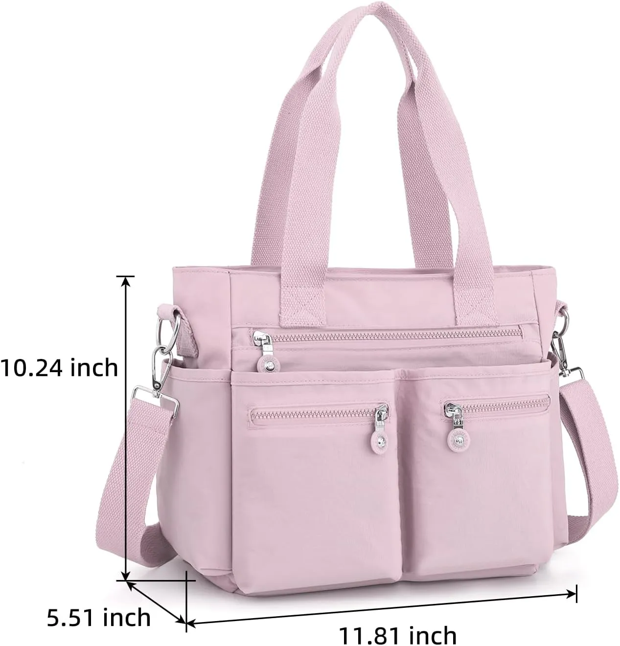 Casual Tote Bag for Women with Multiple Pockets Nylon Crossbody Shoulder Bag Everything Bag Handbag for Work Travel Out
