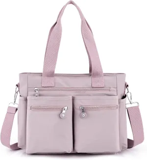 Casual Tote Bag for Women with Multiple Pockets Nylon Crossbody Shoulder Bag Everything Bag Handbag for Work Travel Out