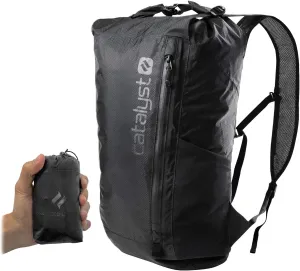 Catalyst Ultra Lightweight Weatherproof Waterproof Collapsible Backpack 10 000mm Ultra Resistant Fabric, Tactical Military Gear for Exotic Places, Hiking, Dry Bag Black Backpack Daypack Packable