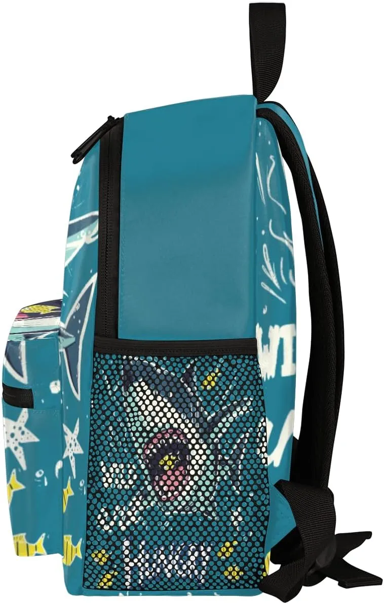 cfpolar Ocean Hungry Shark Kids Backpacks for Boys Girls, Cute Toddler Backpack Preschool Kindergarten Elementary School Backpack Lightweight Mini Shoulder Bookbag Casual Daypack with Chest Strap