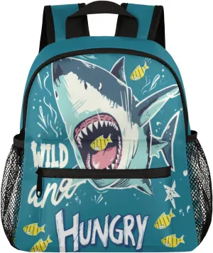 cfpolar Ocean Hungry Shark Kids Backpacks for Boys Girls, Cute Toddler Backpack Preschool Kindergarten Elementary School Backpack Lightweight Mini Shoulder Bookbag Casual Daypack with Chest Strap