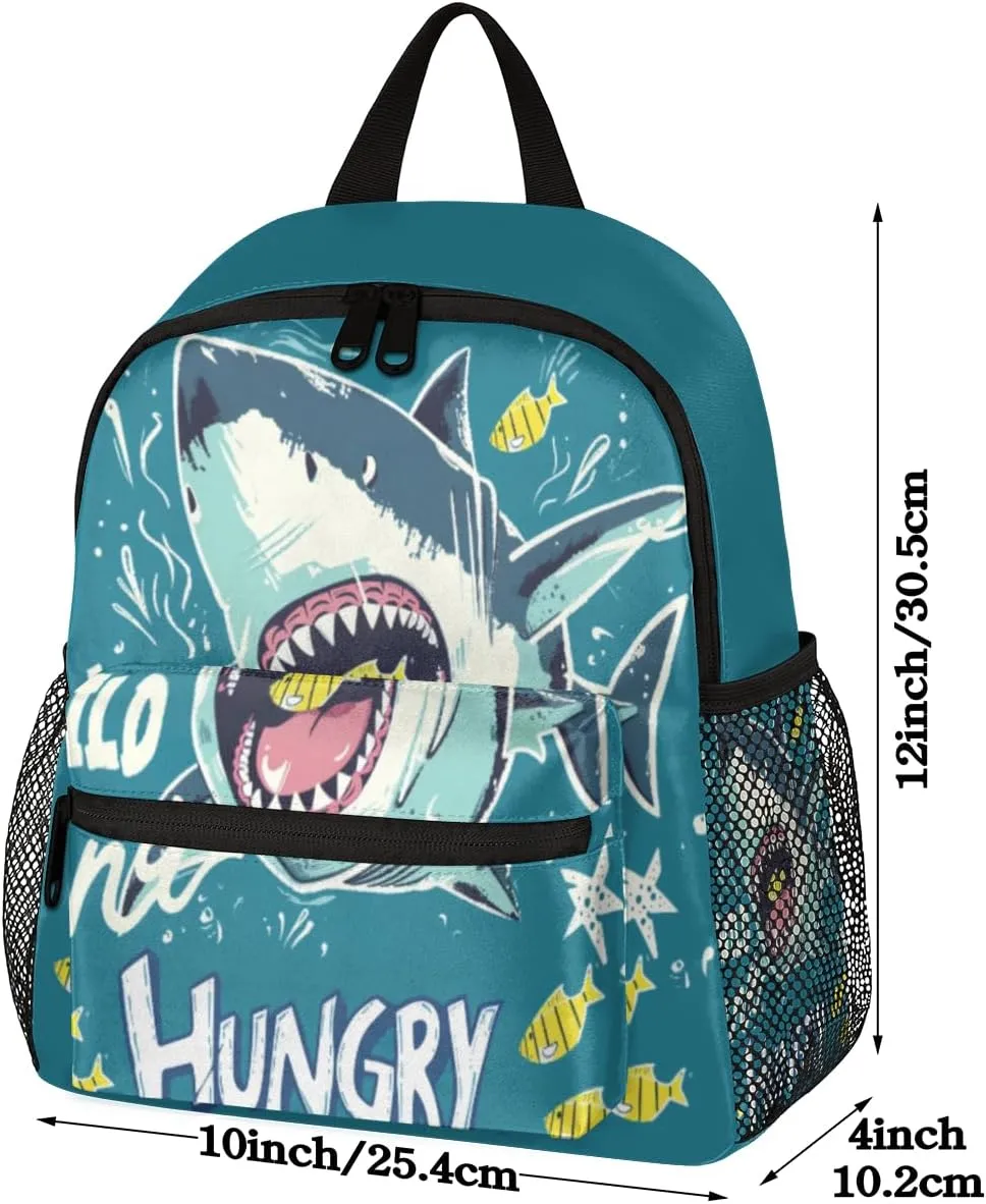 cfpolar Ocean Hungry Shark Kids Backpacks for Boys Girls, Cute Toddler Backpack Preschool Kindergarten Elementary School Backpack Lightweight Mini Shoulder Bookbag Casual Daypack with Chest Strap