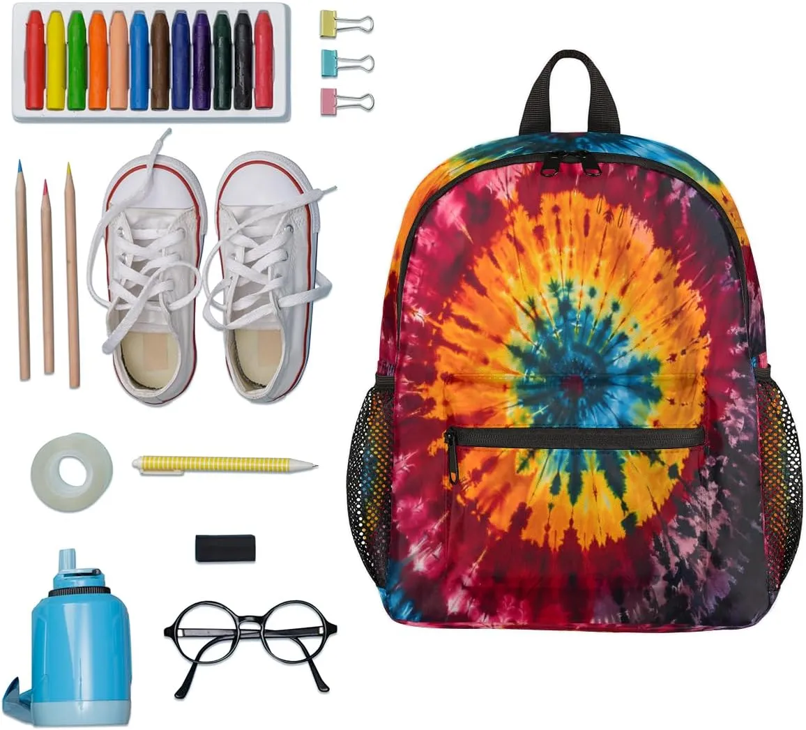 cfpolar Tie Dye Pattern Kids Backpacks for Boys Girls, Cute Toddler Backpack Preschool Kindergarten Elementary School Backpack Lightweight Mini Shoulder Bookbag Casual Daypack with Chest Strap