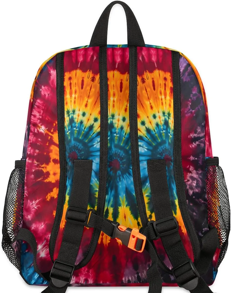 cfpolar Tie Dye Pattern Kids Backpacks for Boys Girls, Cute Toddler Backpack Preschool Kindergarten Elementary School Backpack Lightweight Mini Shoulder Bookbag Casual Daypack with Chest Strap