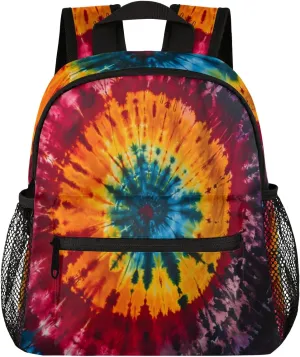 cfpolar Tie Dye Pattern Kids Backpacks for Boys Girls, Cute Toddler Backpack Preschool Kindergarten Elementary School Backpack Lightweight Mini Shoulder Bookbag Casual Daypack with Chest Strap