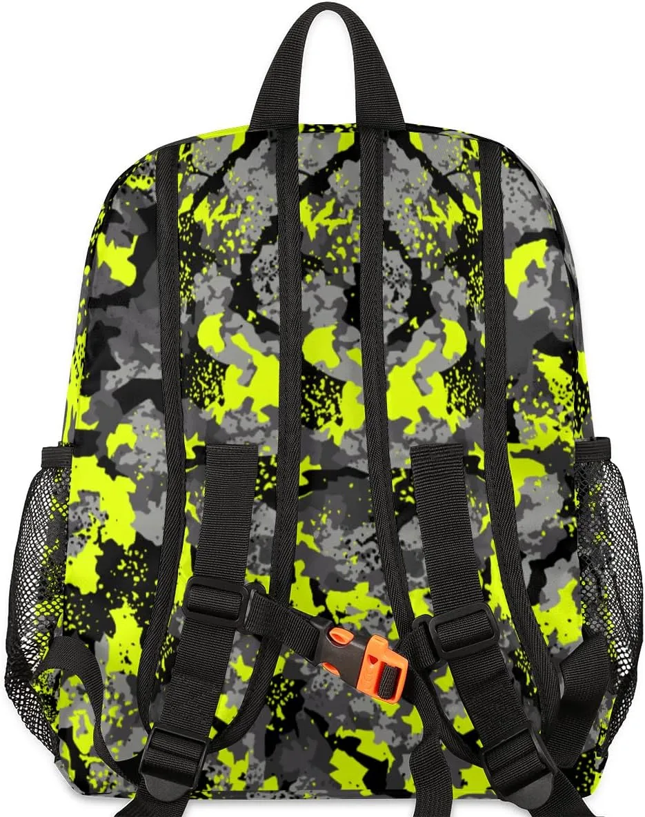 cfpolar Yellow Monster Trucks Car Kids Backpacks for Boys, Cute Toddler Backpack Preschool Kindergarten Elementary School Backpack Lightweight Mini Shoulder Bookbag Casual Daypack with Chest Strap