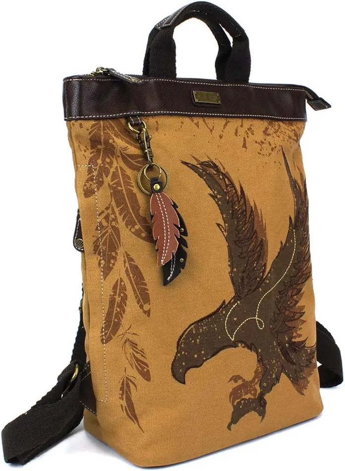 CHALA Safari Backpack Faux Leather/Canvas - Eagle -Brown