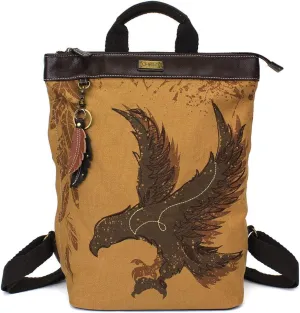 CHALA Safari Backpack Faux Leather/Canvas - Eagle -Brown