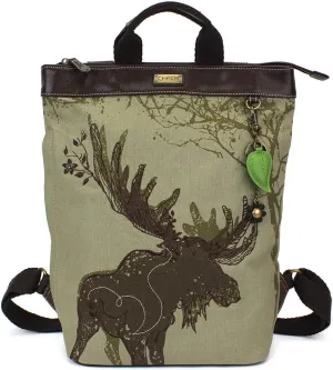 CHALA Safari Backpack Faux Leather/Canvas, Moose -Olive, One Size