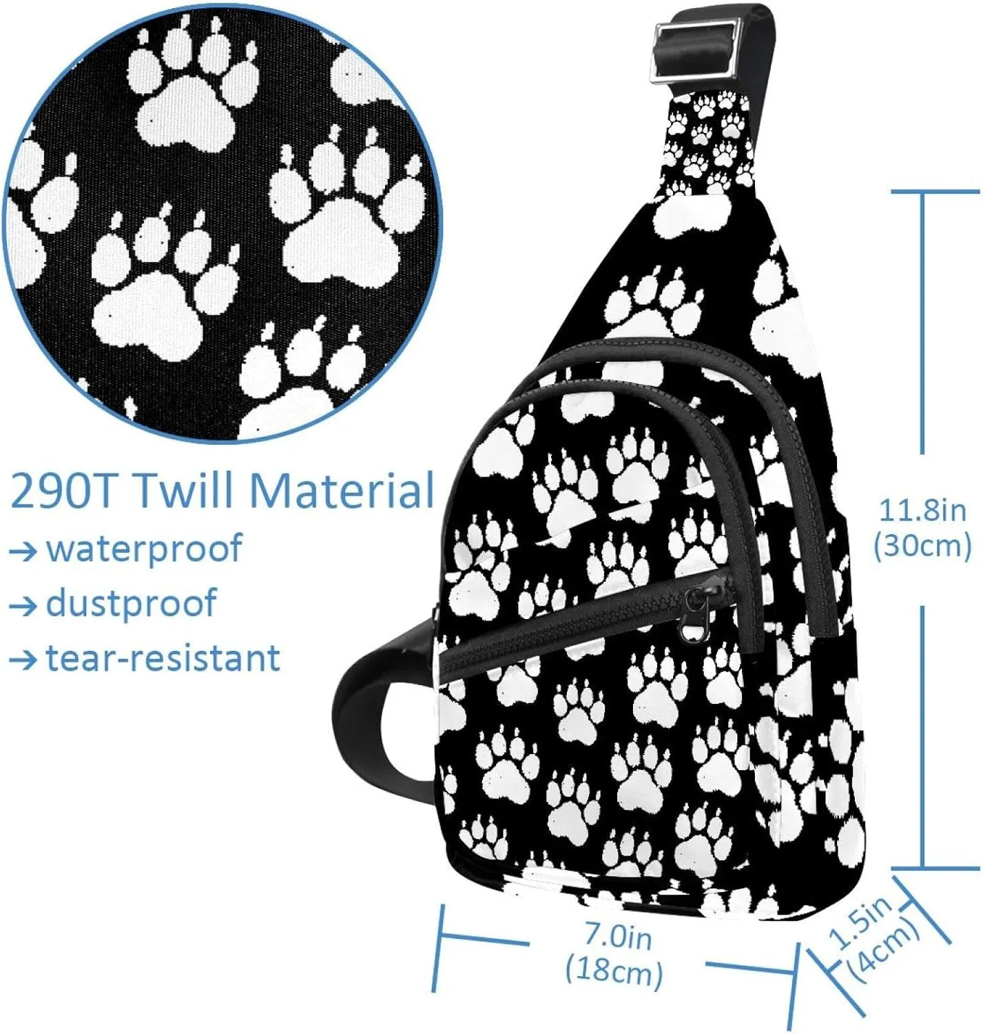 chalk dog paw print Sling Bag for Women Men Backpack Fanny Pack Crossbody Chest Travel Shoulder Belt Bags Purse Handbag