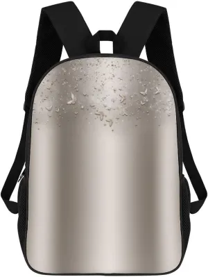 Champagne Shimmer Sparkle Flutter Butterfly Large Capacity Lightweight Backpack Laptop Bag Printed Daypack Outdoor Sports Backpack Unisex 17in