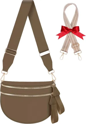 Checkered Crossbody Bag Bum Bags for Women Large Nylon Checkered Purse Fanny Packs Sling Bag, Bonus with a Extra Strap