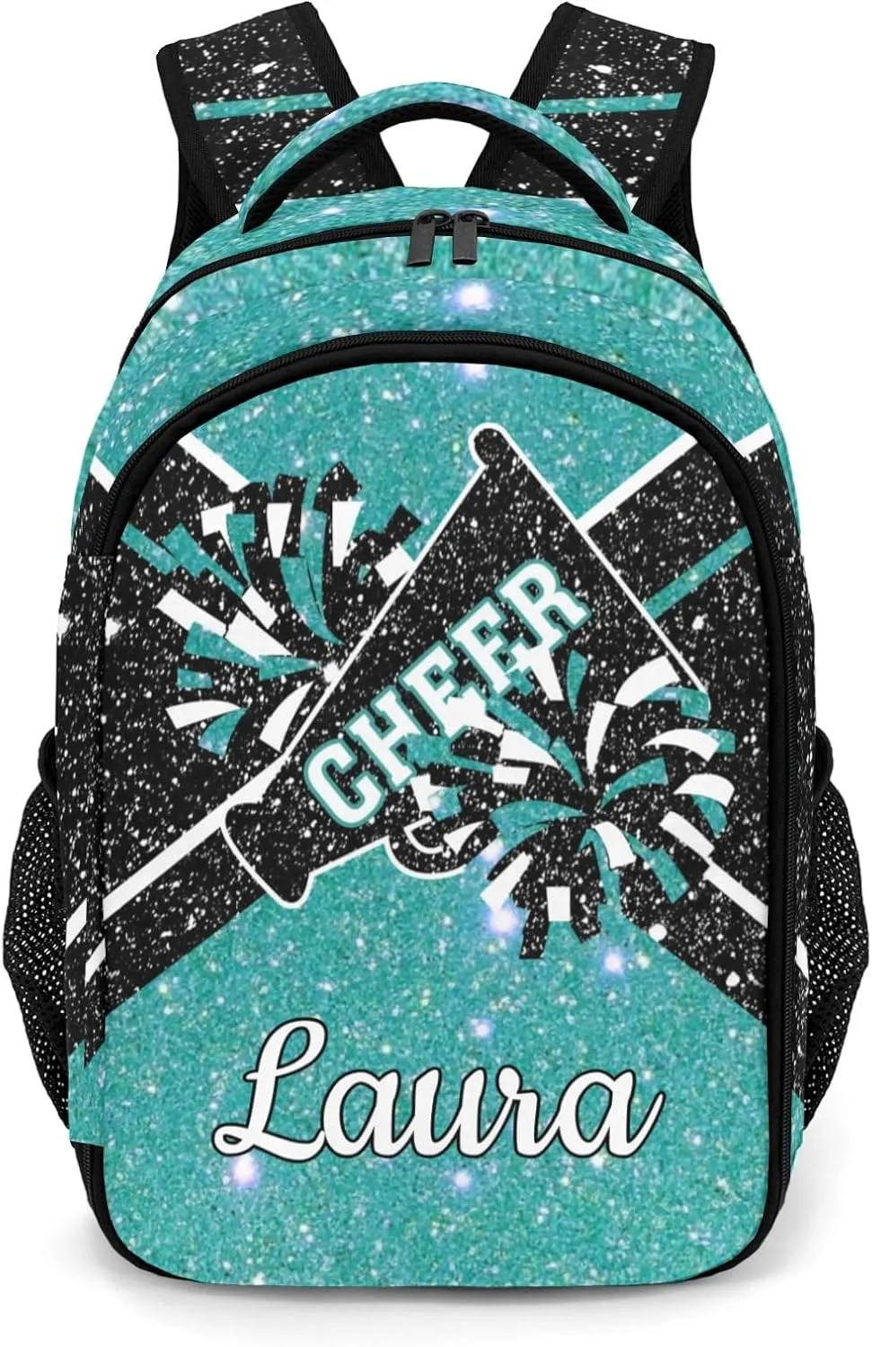 Cheer Cheerleader Backpack Cheerleading Bags Custom Name Book Bag for Cheer Team Coaches Gift (Light Blue)