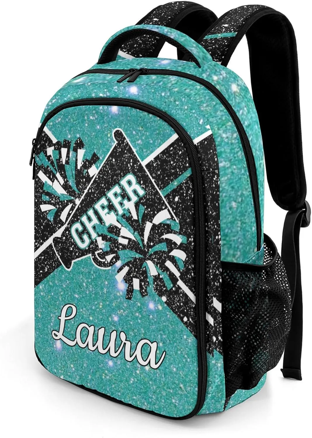 Cheer Cheerleader Backpack Cheerleading Bags Custom Name Book Bag for Cheer Team Coaches Gift (Light Blue)
