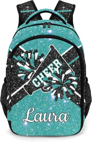 Cheer Cheerleader Backpack Cheerleading Bags Custom Name Book Bag for Cheer Team Coaches Gift (Light Blue)
