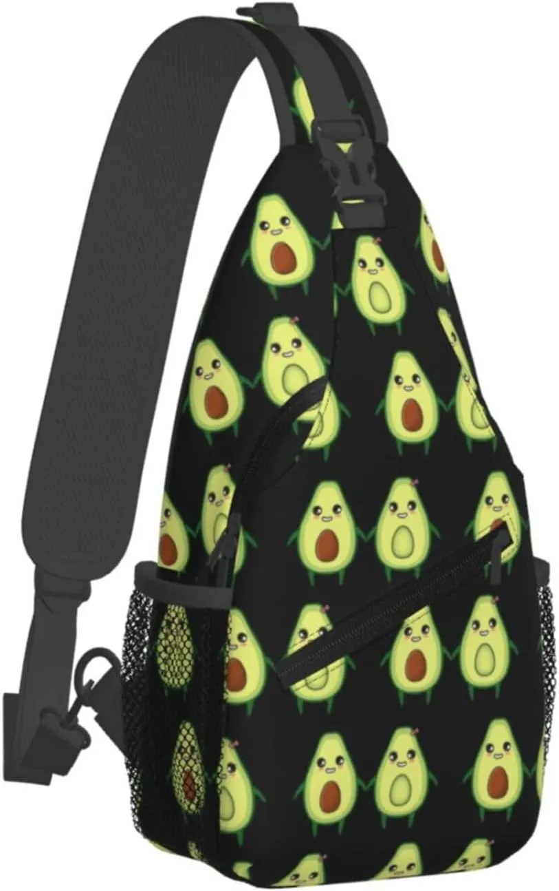 Chest Bag for Men Women for Cute Avocado Lovers Sling Shoulder Backpack Large Capacity Crossbody with Adjustable Shoulder Strap