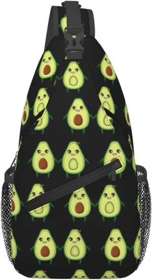 Chest Bag for Men Women for Cute Avocado Lovers Sling Shoulder Backpack Large Capacity Crossbody with Adjustable Shoulder Strap