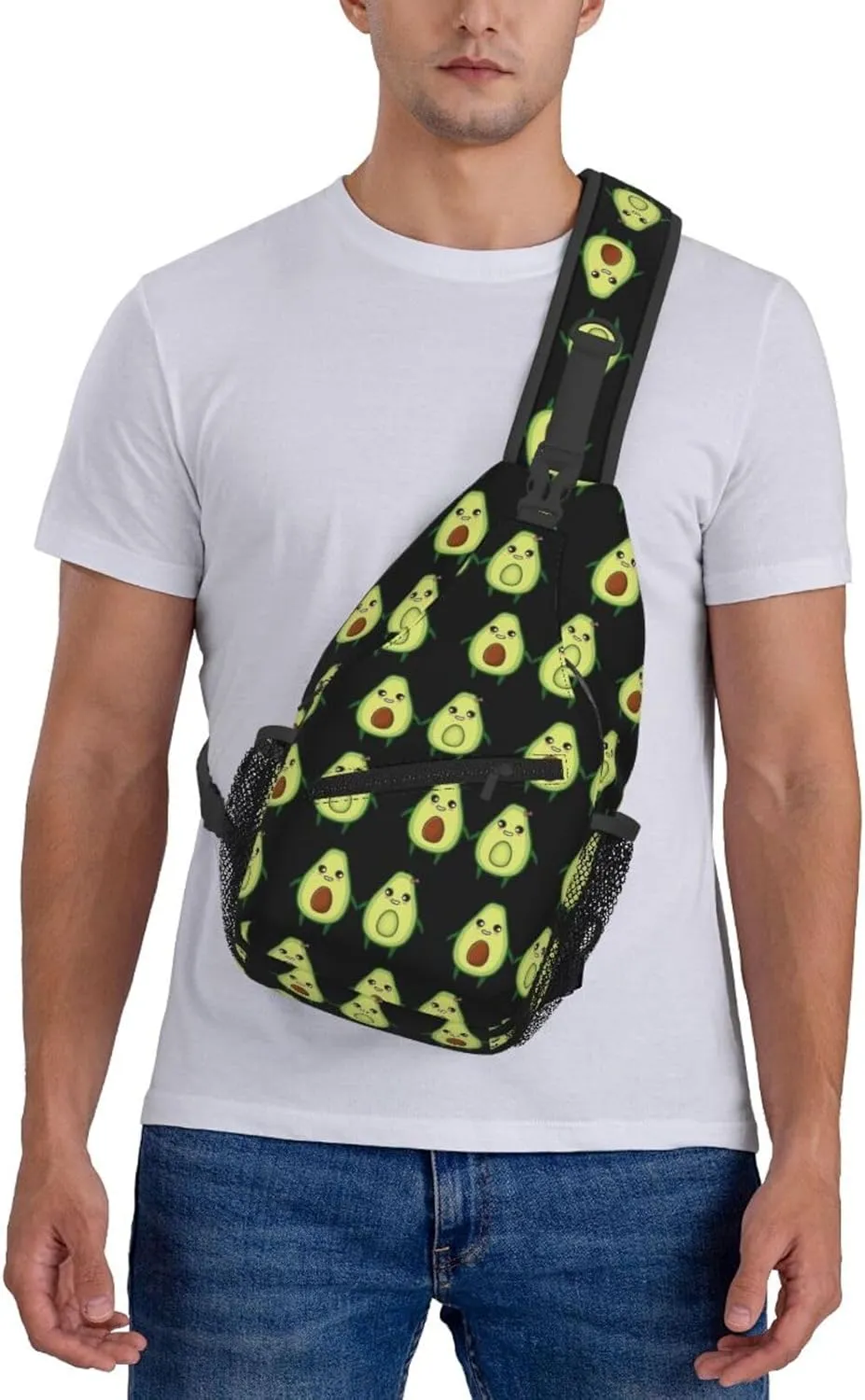 Chest Bag for Men Women for Cute Avocado Lovers Sling Shoulder Backpack Large Capacity Crossbody with Adjustable Shoulder Strap