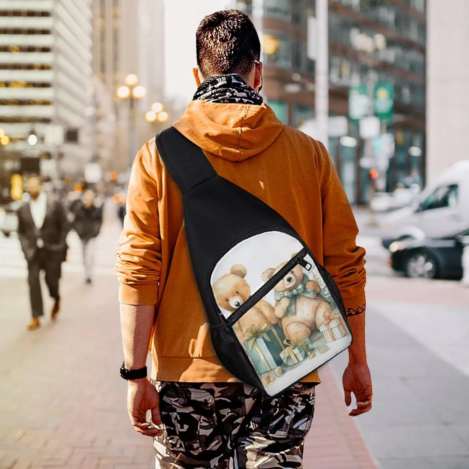 Chest Bag Sling Bag for Men Women Bear And Gift Sport Sling Backpack Lightweight Shoulder Bag for Travel