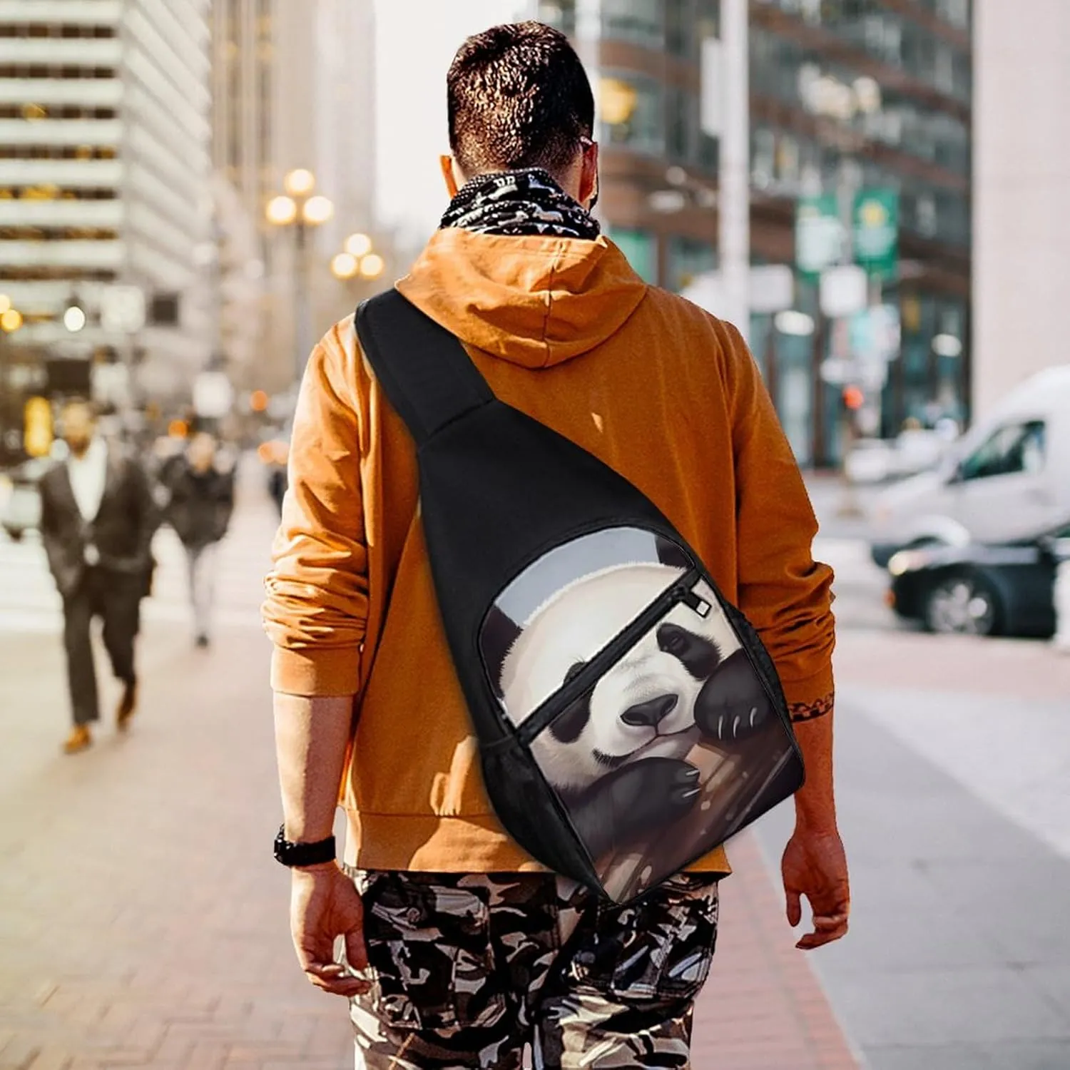 Chest Bag Sling Bag for Men Women Cute Panda Sport Sling Backpack Lightweight Shoulder Bag for Travel