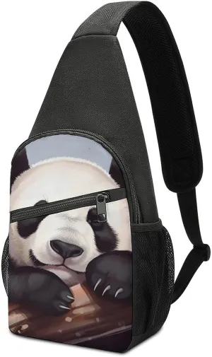 Chest Bag Sling Bag for Men Women Cute Panda Sport Sling Backpack Lightweight Shoulder Bag for Travel
