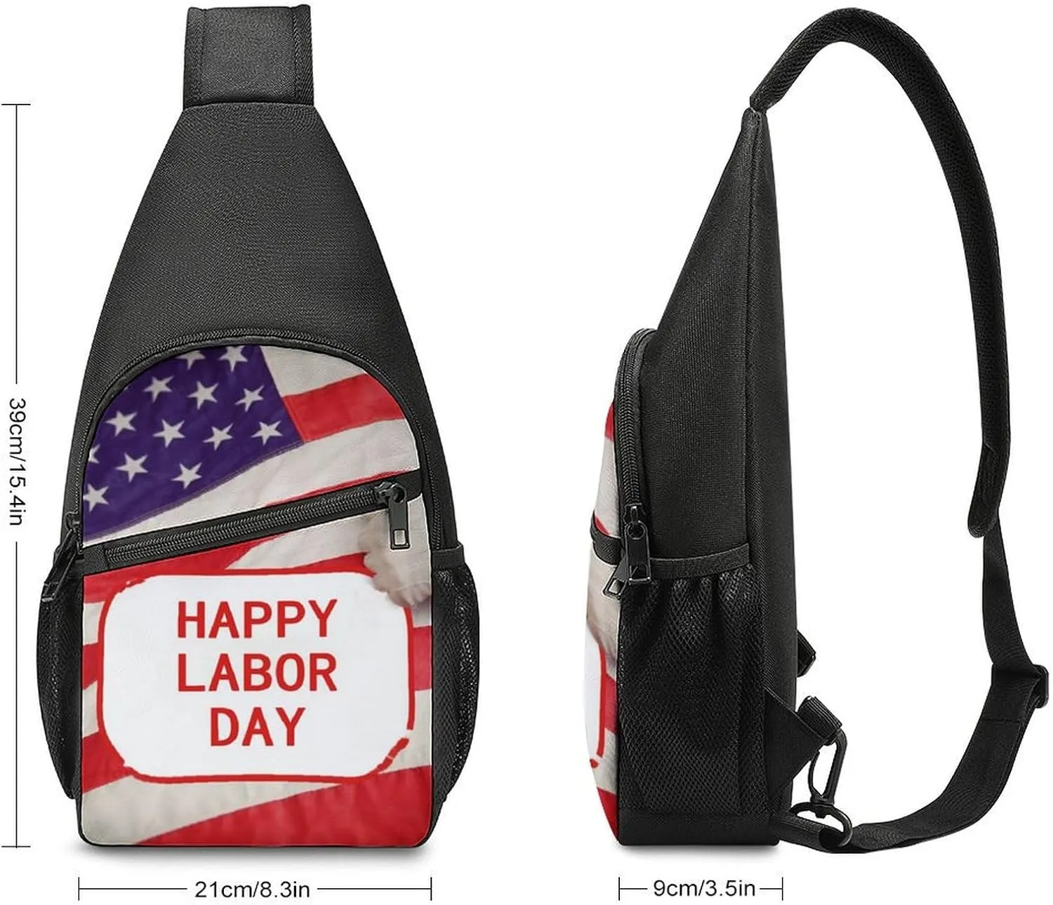 Chest Bag Sling Bag for Men Women Happy Labor Day Sport Sling Backpack Lightweight Shoulder Bag for Travel