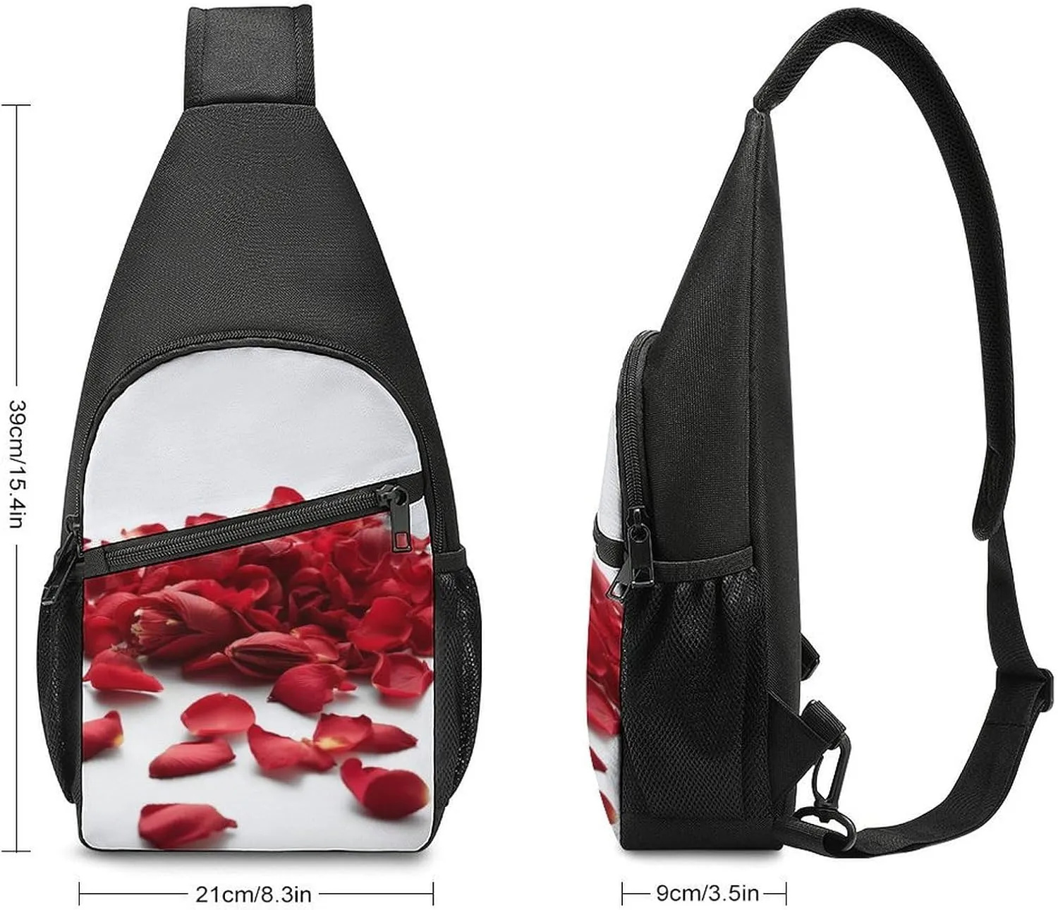 Chest Bag Sling Bag for Men Women Red Petals Scattered Sport Sling Backpack Lightweight Shoulder Bag for Travel