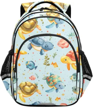 CHIFIGNO Kids Backpack, Cute Cartoon Sea Turtles Bookbag for Boys Girls Child Backpack School Bags with Reflective Stripes