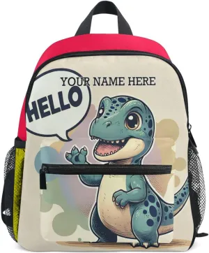 CHIFIGNO Personalized Customized Cute Dinosaur Blue Toddler Backpack for Boys Children Schoolbag Age 4-8 With Chest Clip Lightweight