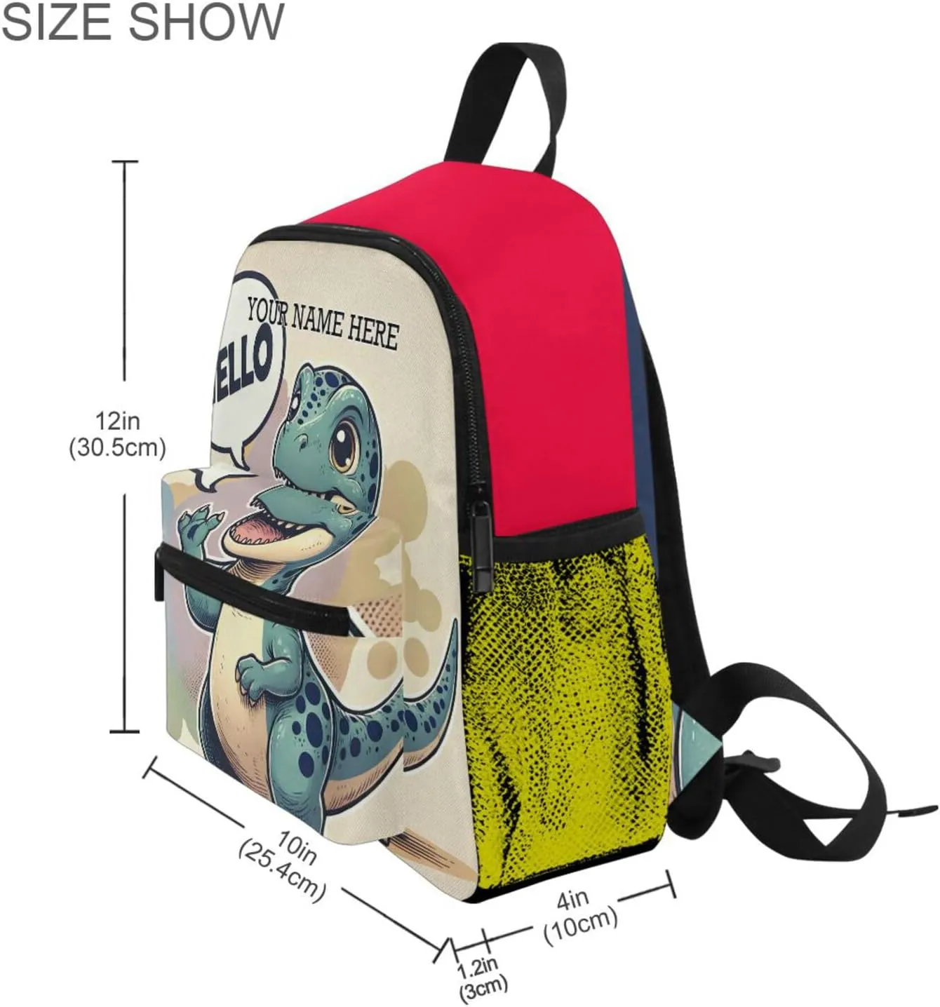 CHIFIGNO Personalized Customized Cute Dinosaur Blue Toddler Backpack for Boys Children Schoolbag Age 4-8 With Chest Clip Lightweight