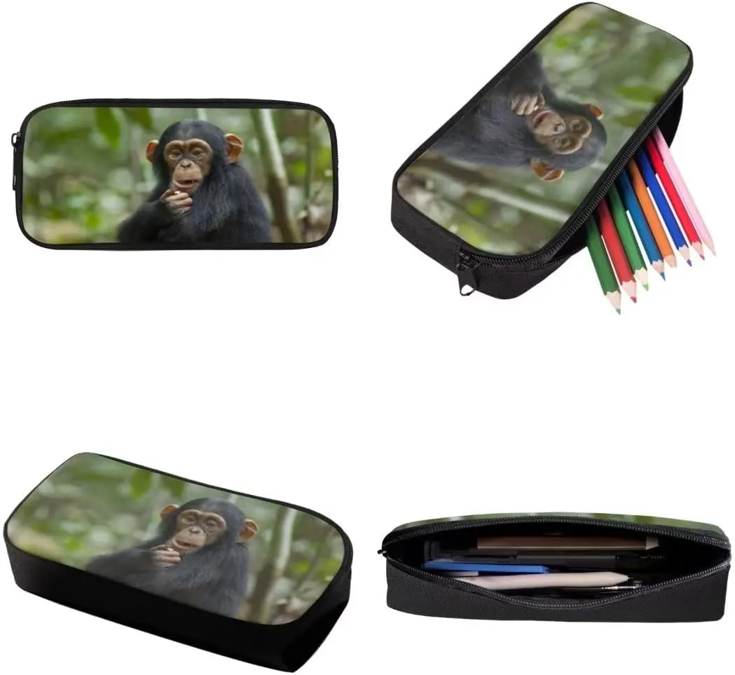 Chimpanzee Lightweight Travel School Backpack Set with Lunch Bag and Pencil Case for Girls Teens Kids