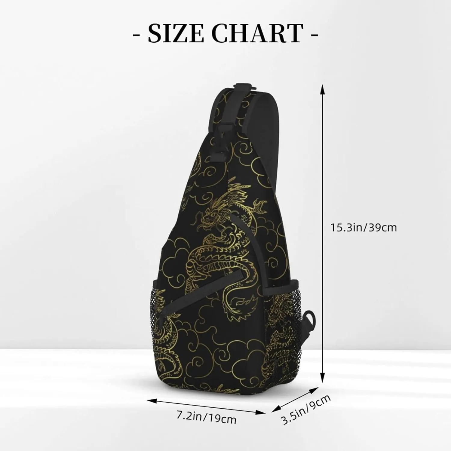 Chinese Dragon Pattern Sling Bags for Men Crossbody Shoulder Chest Bags Casual Sports Bag for Travel Hiking Gym
