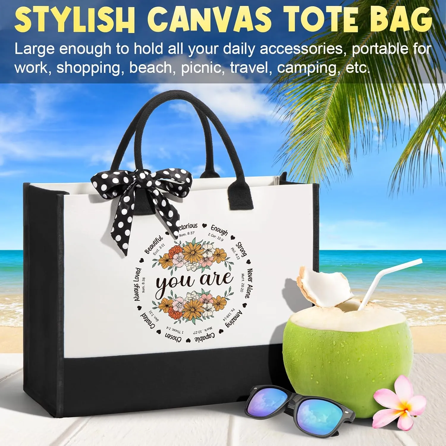 Christian Gifts for Women Faith, Inspirational Religious Gifts for Women, Catholic Spiritual Gifts Unique Mothers Day Birthday Gifts for Mom Women Sister Friends Grandma Coworker w/Canvas Tote Bag