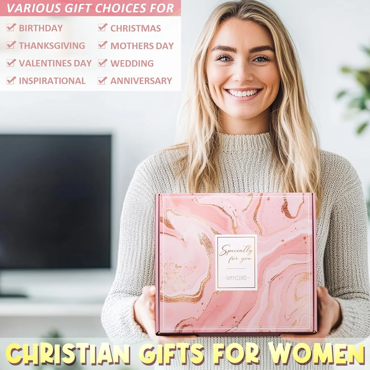 Christian Gifts for Women Faith, Inspirational Religious Gifts for Women, Catholic Spiritual Gifts Unique Mothers Day Birthday Gifts for Mom Women Sister Friends Grandma Coworker w/Canvas Tote Bag