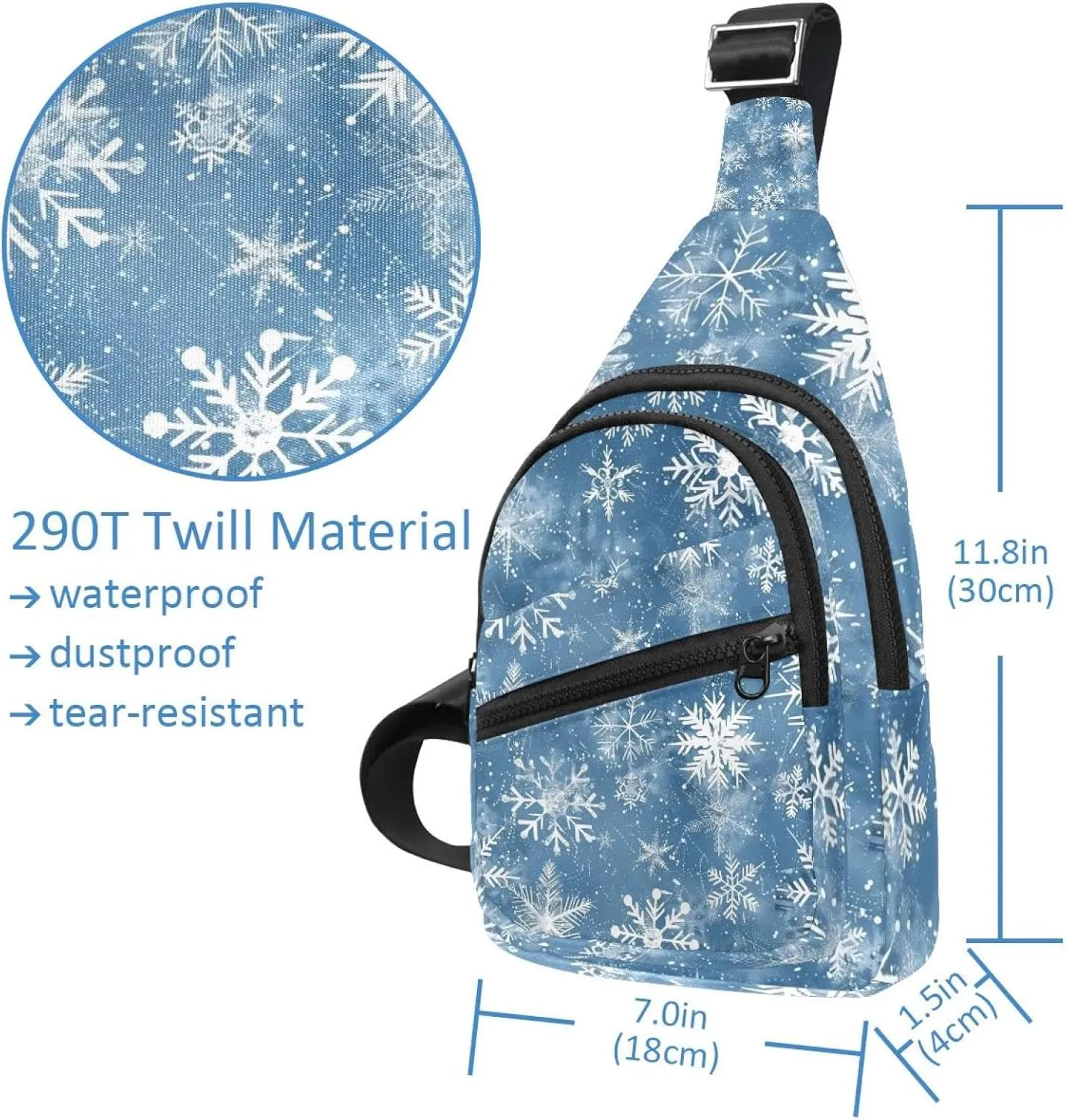 Christmas Snowflakes 8 Sling Backpack, Adjustable Crossbody Shoulder Bag Travel Hiking Daypack