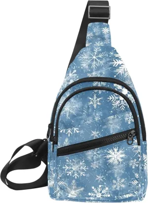 Christmas Snowflakes 8 Sling Backpack, Adjustable Crossbody Shoulder Bag Travel Hiking Daypack