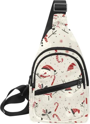 Christmas Snowman Sling Backpack, Adjustable Crossbody Shoulder Bag Travel Hiking Daypack