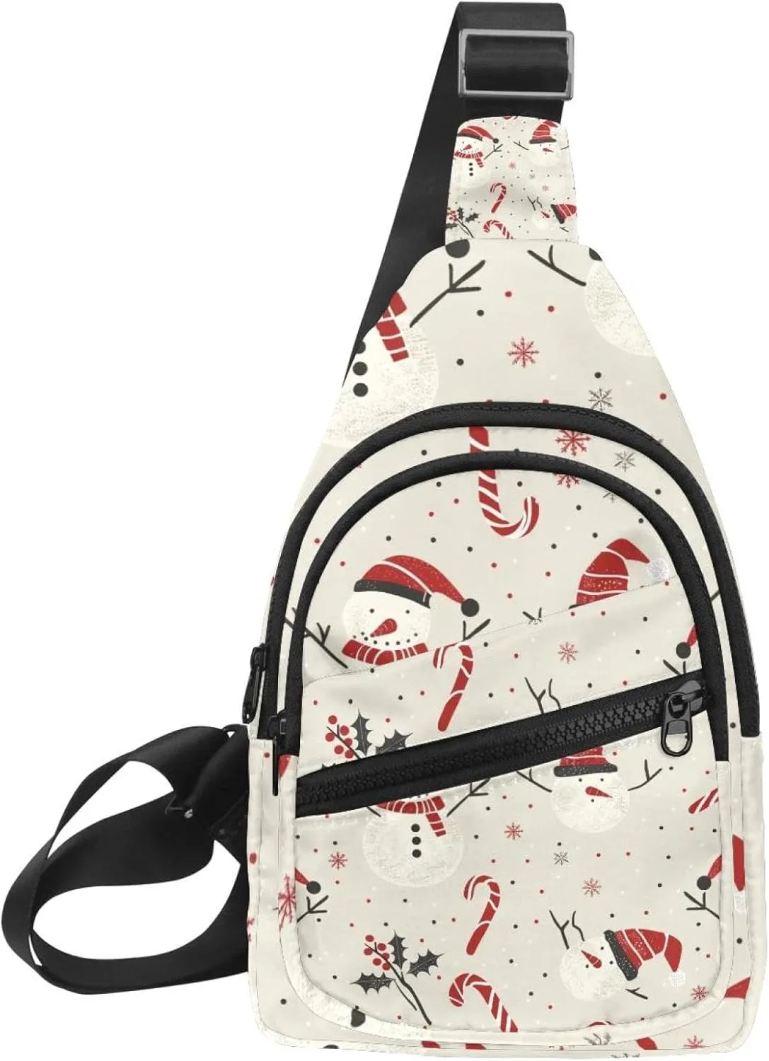 Christmas Snowman Sling Backpack, Adjustable Crossbody Shoulder Bag Travel Hiking Daypack
