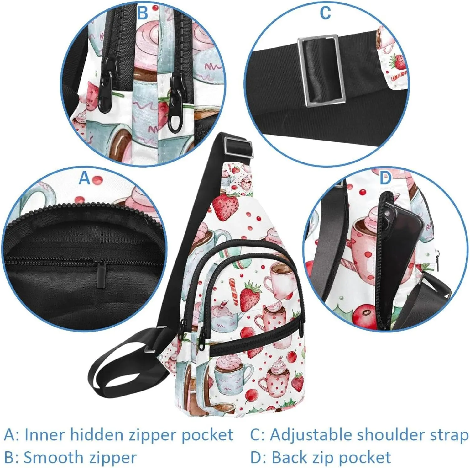 Christmas Sweets Coffee 3 Sling Backpack Bag